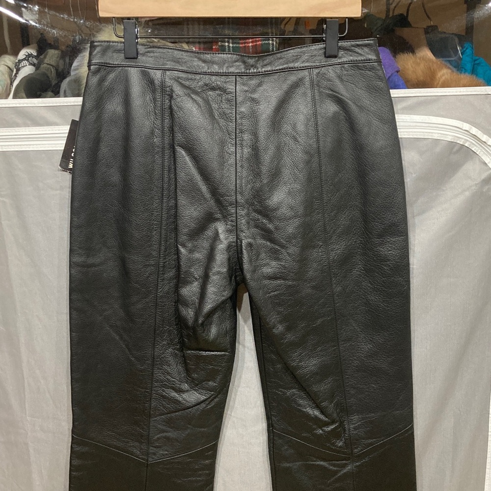 WILSON LEATHER Black Maxima Genuine Leather Moto Biker Pants Fully Lined Sz 10 - Picture 5 of 16